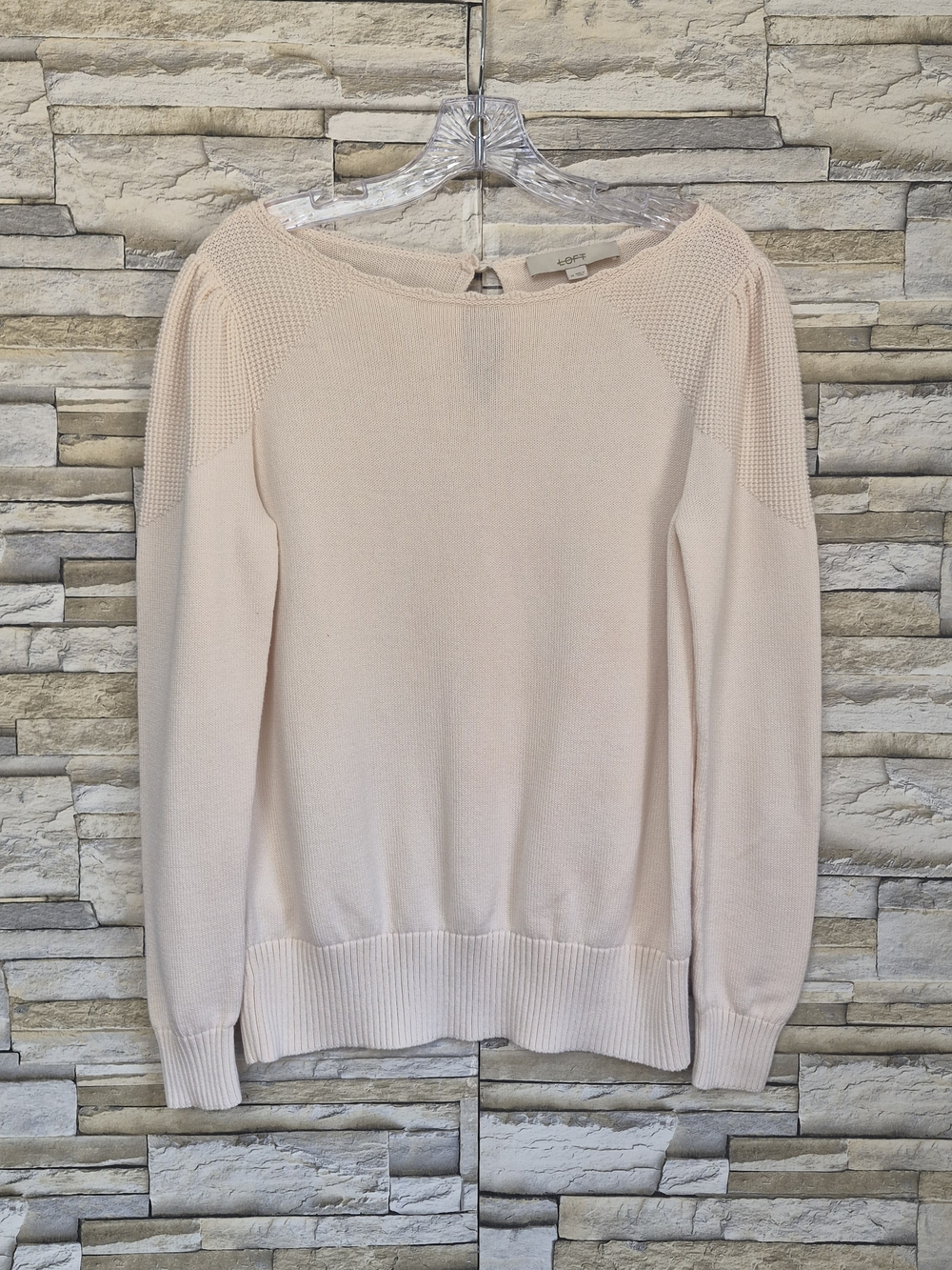 LOFT Sweater Women's Size M Pink Keyhole Back Casual Cotton Pullover Feminine